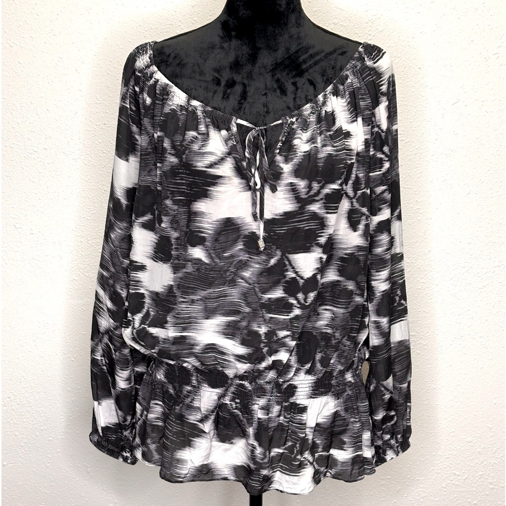 Michael Kors 100% Silk Off-Shoulder Blouse with Elastic Waist - Plus Size 2X